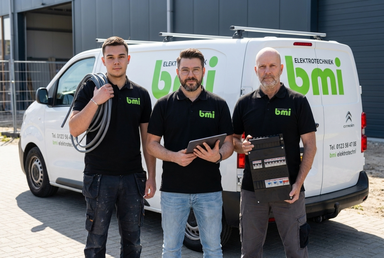 Elektriciens van BMI Electrotechniek aan het werk in de regio Dordrecht